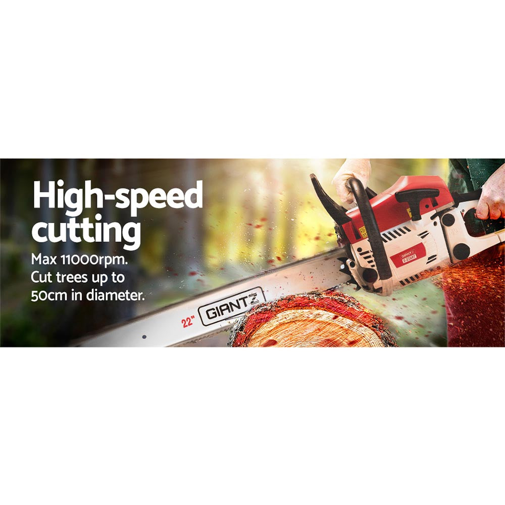 Giantz Chainsaw Petrol 62CC 22 Bar Commercial E-Start Pruning Chain Saw