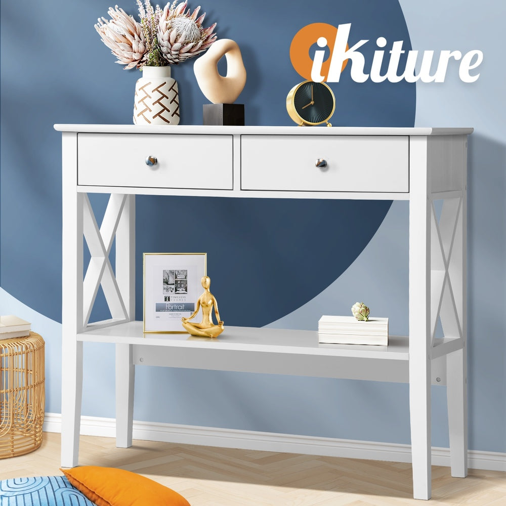 Oikiture Console Table Wooden Hallway Display Stand