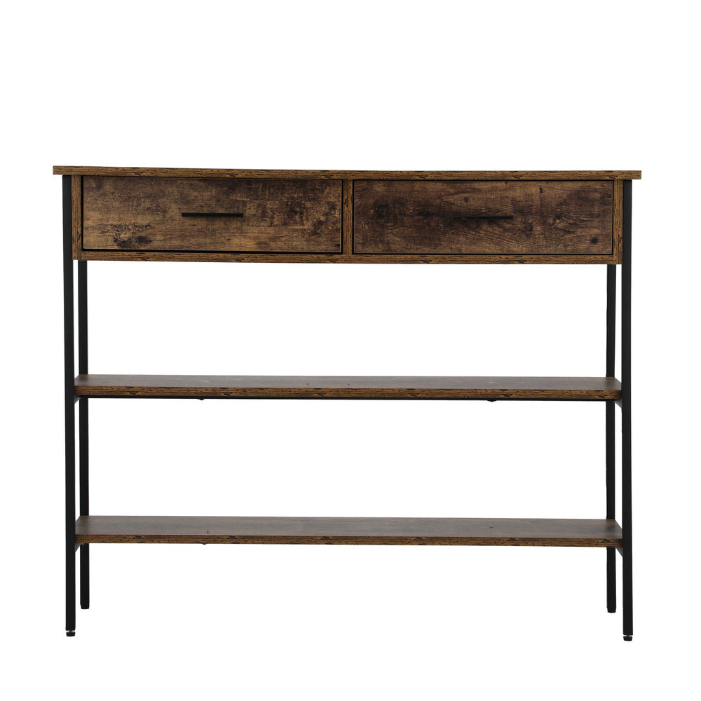 Oikiture 3-Tier Console Table with 2 Drawers