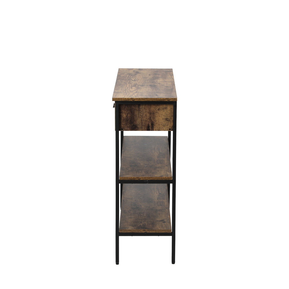 Oikiture 3-Tier Console Table with 2 Drawers