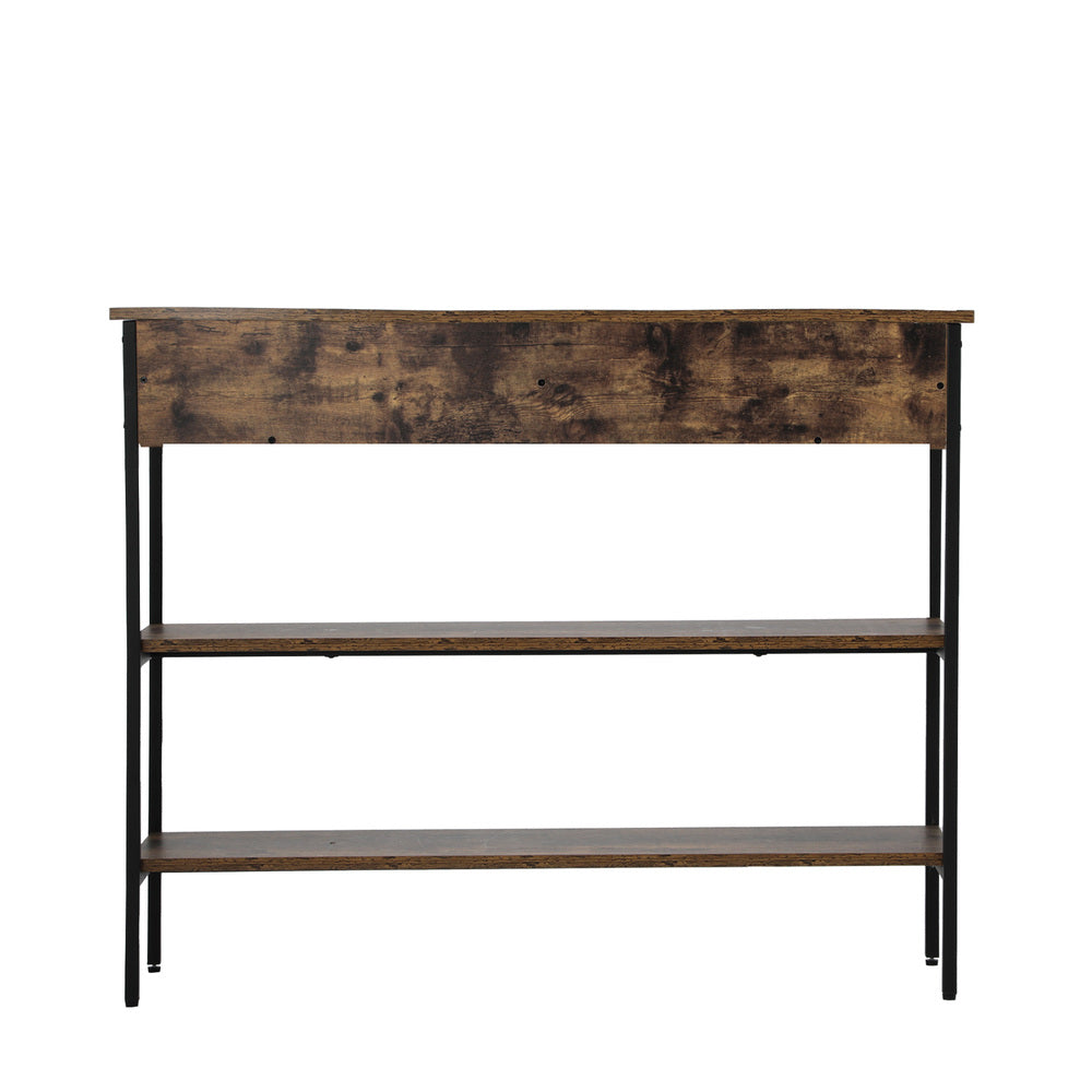 Oikiture 3-Tier Console Table with 2 Drawers