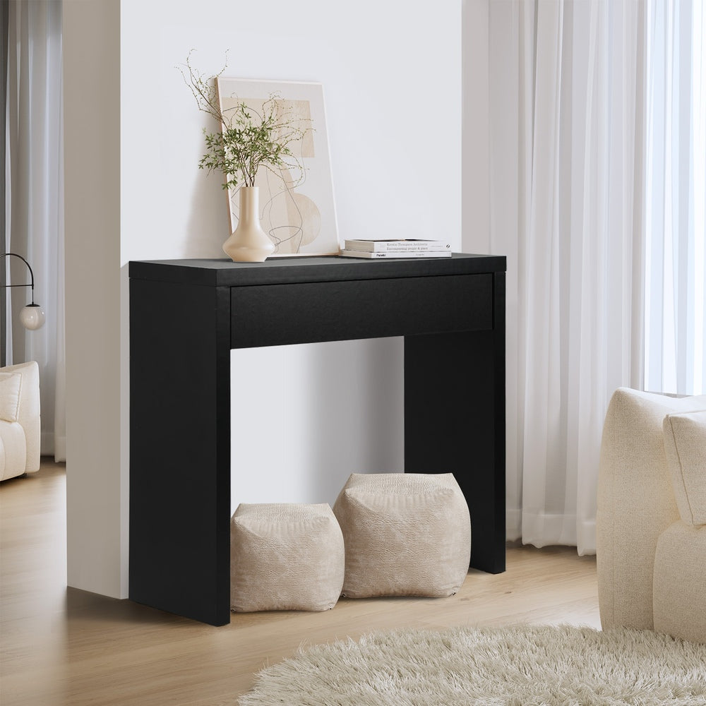 Oikiture Console Table with Drawer Black