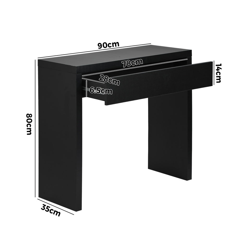 Oikiture Console Table with Drawer Black