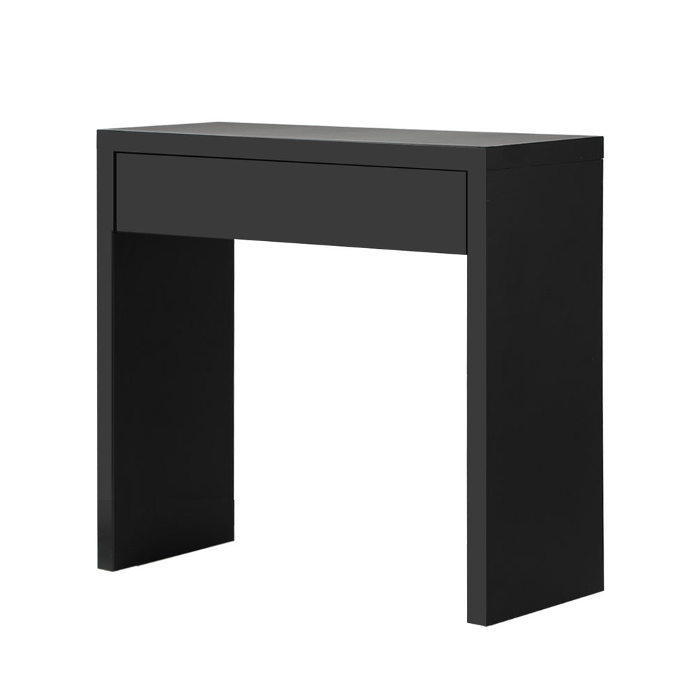 Oikiture Console Table with Drawer Black