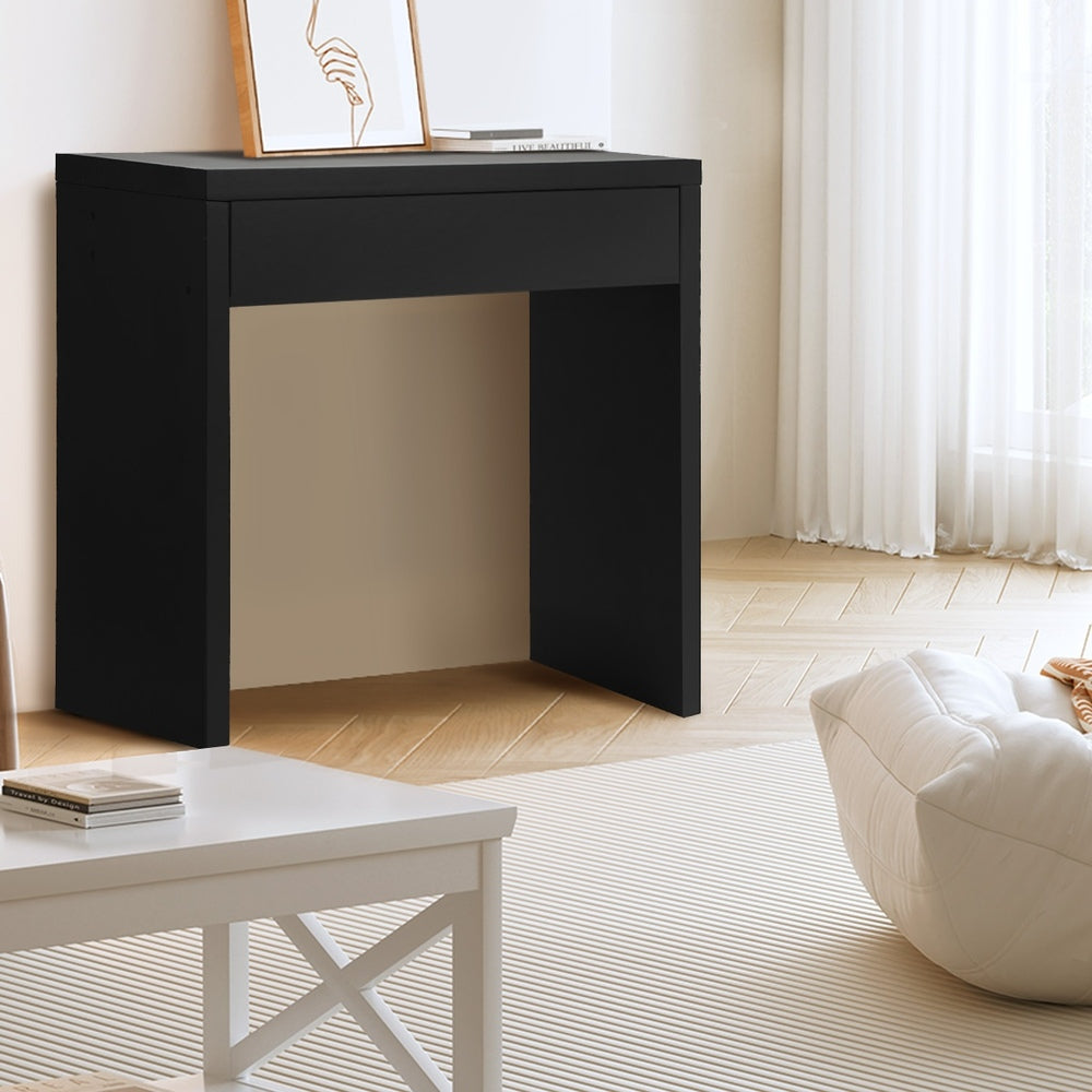 Oikiture Console Table with Drawer Black