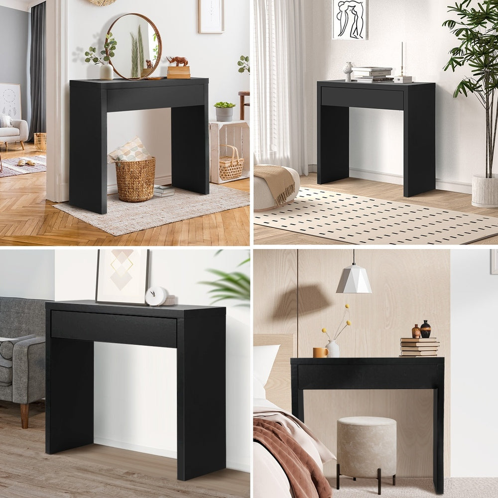 Oikiture Console Table with Drawer Black