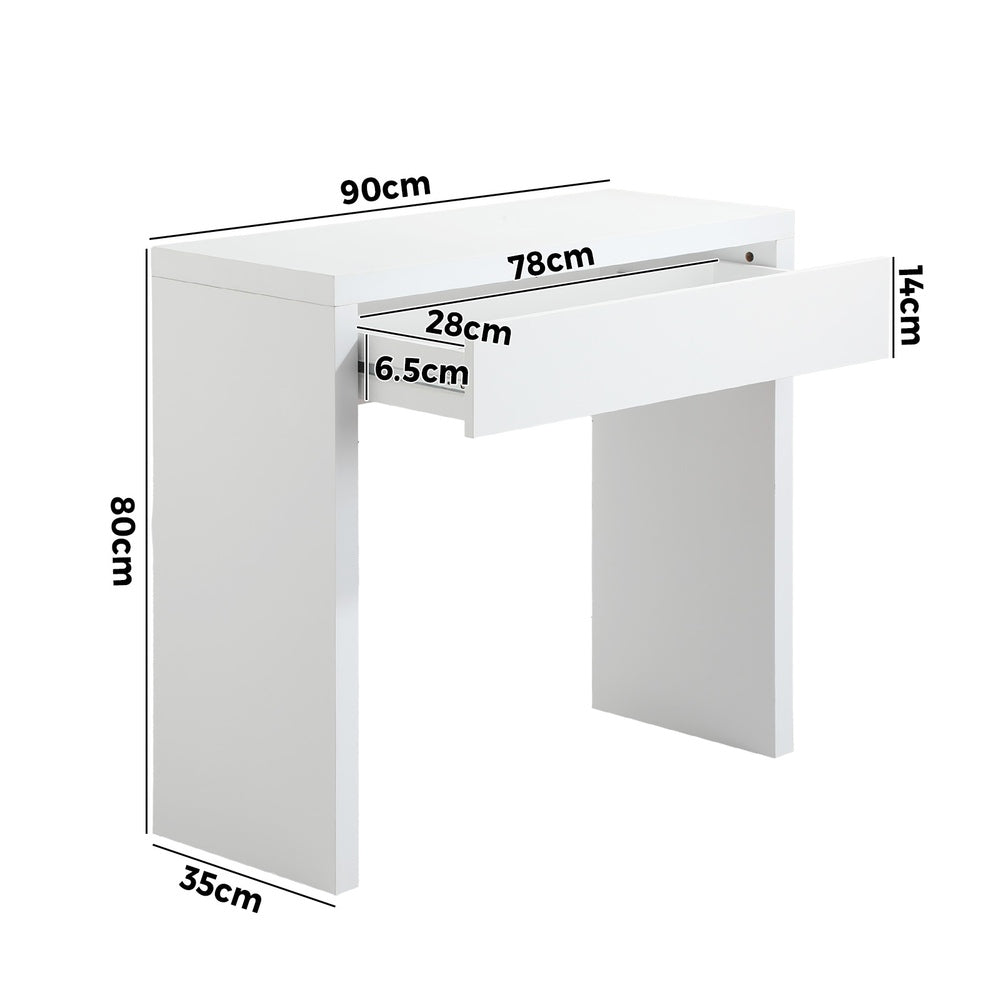 Oikiture Console Table with Drawer White