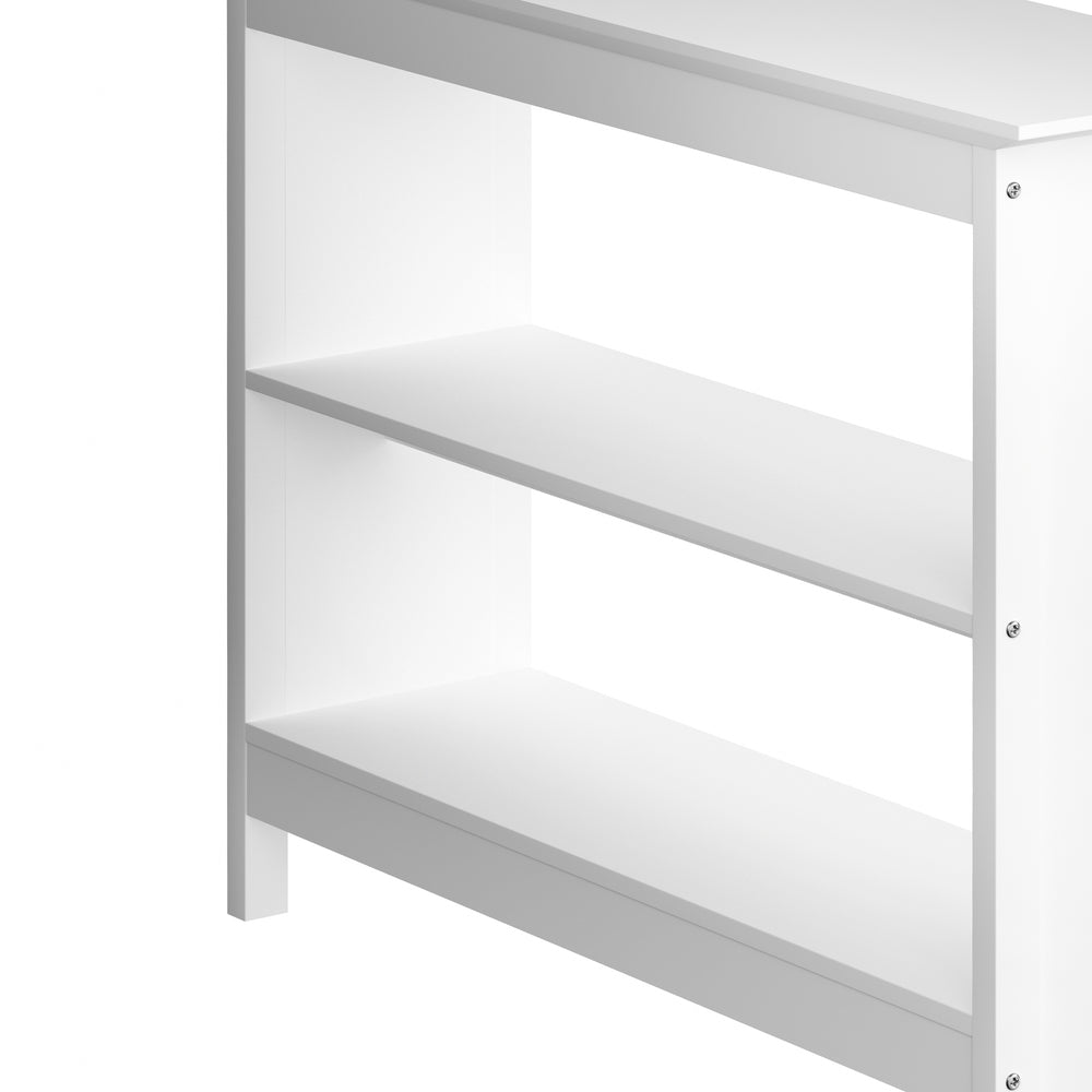 Oikiture 3-Tier Console Table Open Shelf Wooden White