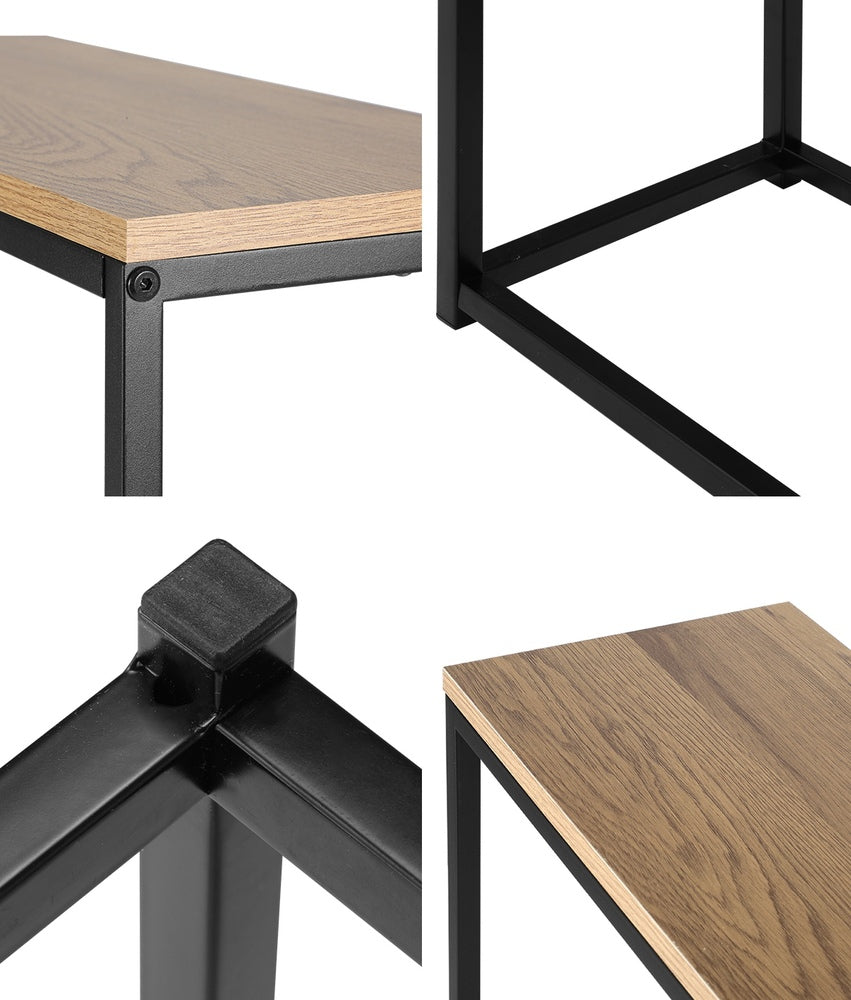 Oikiture Console Table Wooden Tabletop Black&Wood