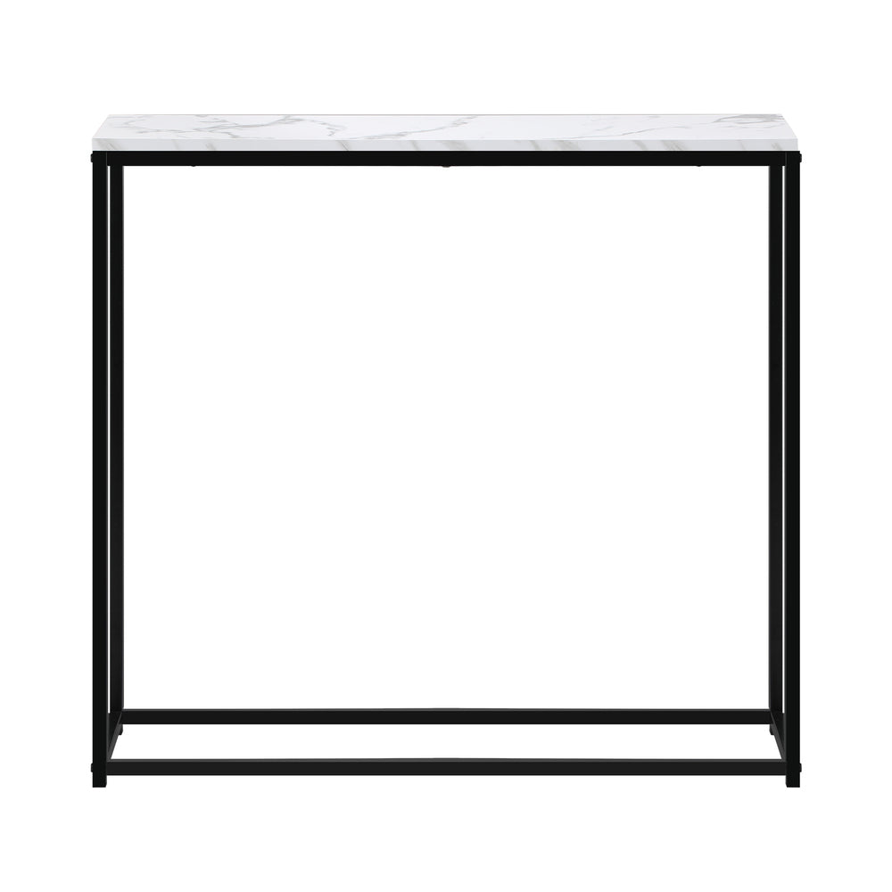 Oikiture Console Table Marble-look Iron Black&White