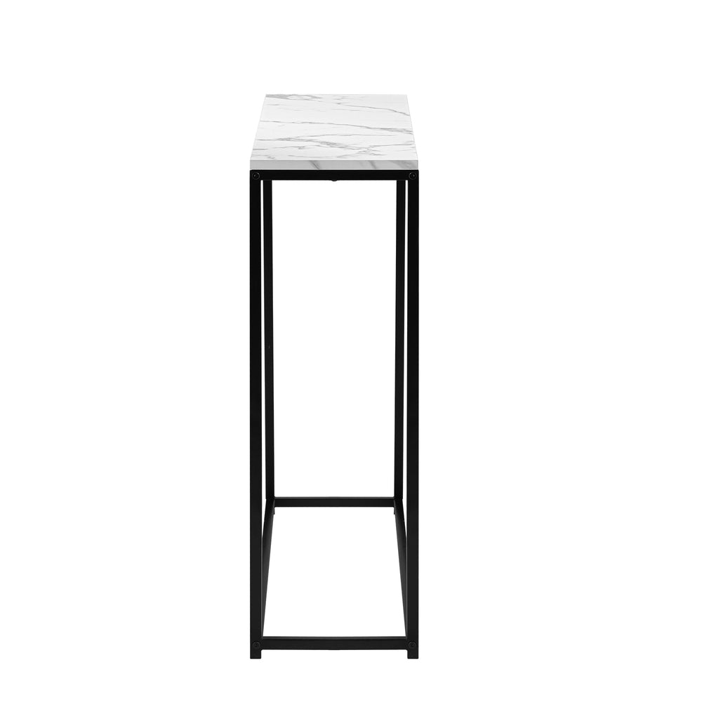 Oikiture Console Table Marble-look Iron Black&White