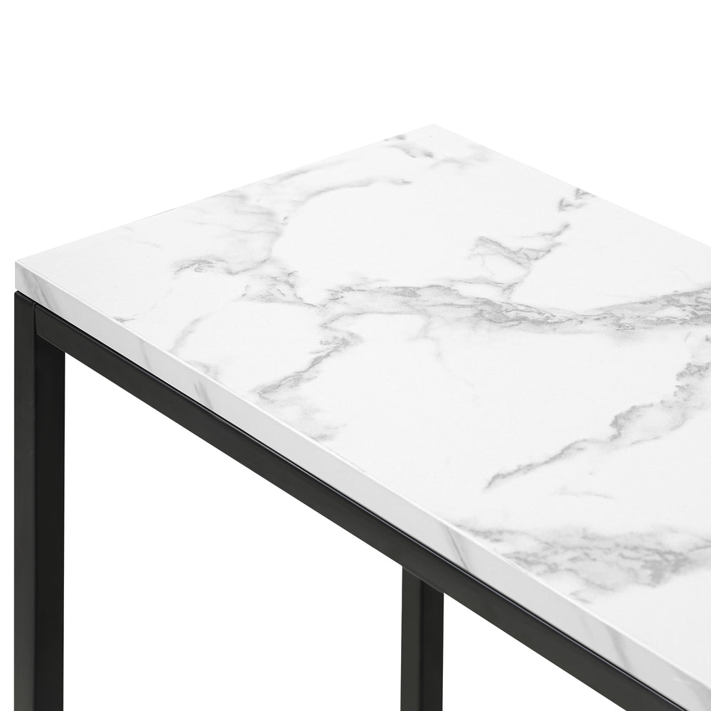 Oikiture Console Table Marble-look Iron Black&White