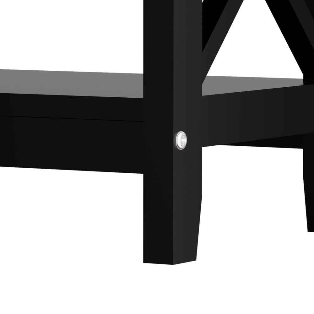 Oikiture 3-Tier Console Table X-Design Wooden Black