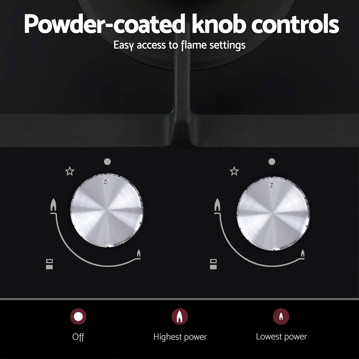 Devanti Gas Cooktop 30cm 2 Burner Built-in Stove Glass Cook Top NG LPG Wok Burner