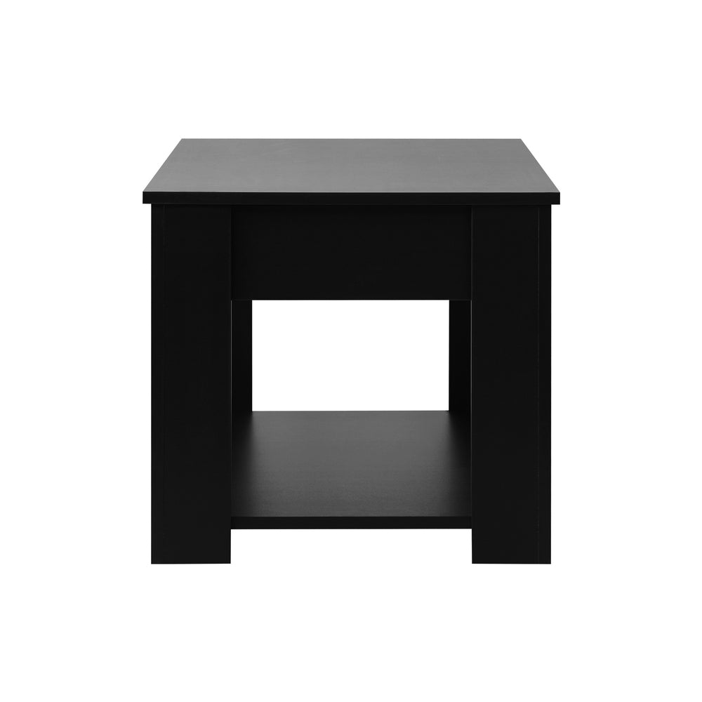Oikiture Coffee Table with Lift Up Top Storage Space Wooden Black