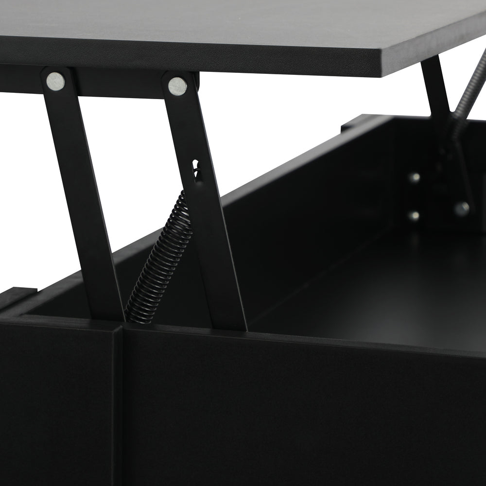 Oikiture Coffee Table with Lift Up Top Storage Space Wooden Black