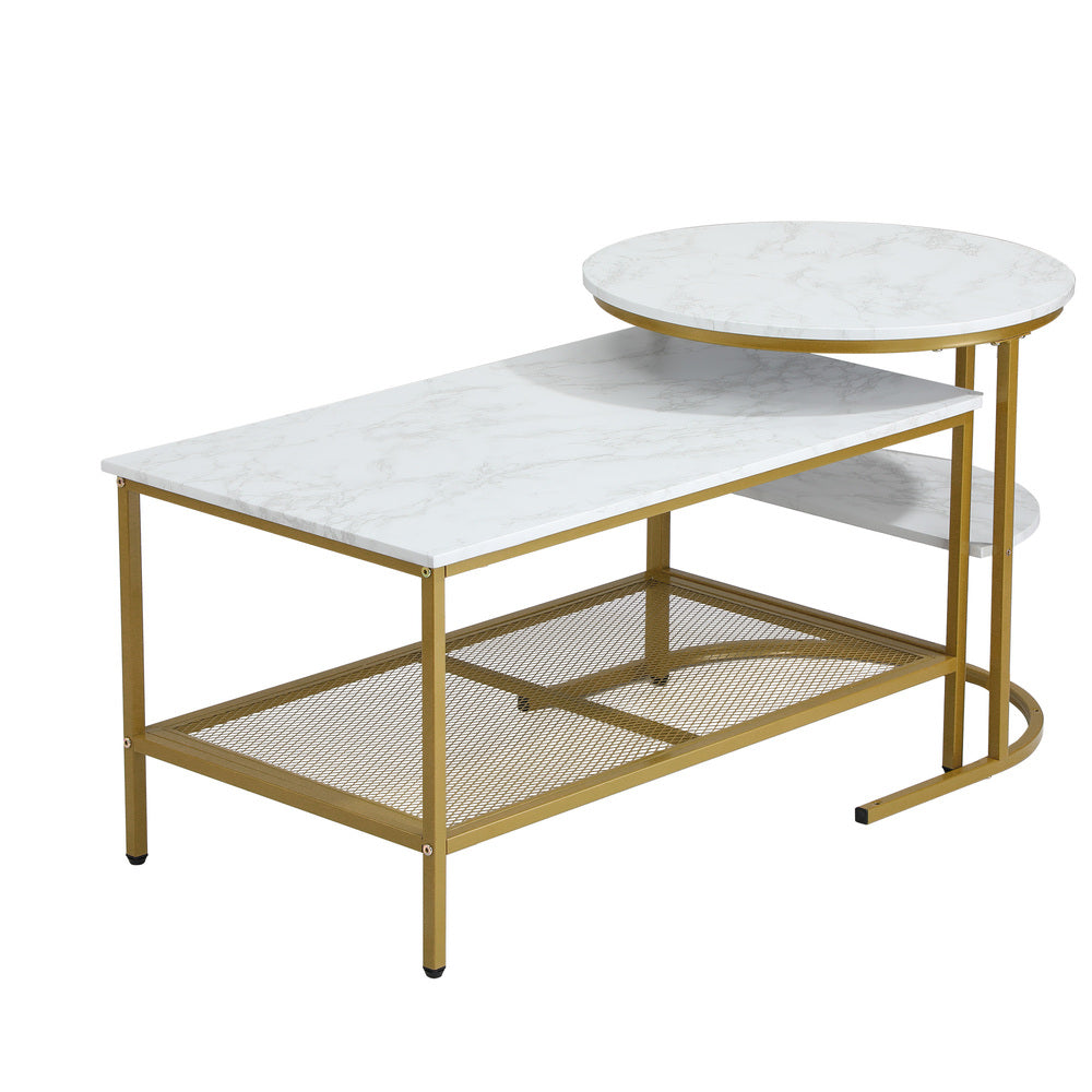 Oikiture Nesting Coffee Table Set of 2 Detachable Faux Marble Top