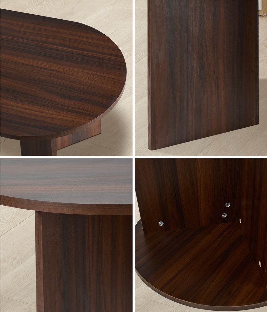 Oikiture Coffee Table Oval Sofa End Table Timber Walnut