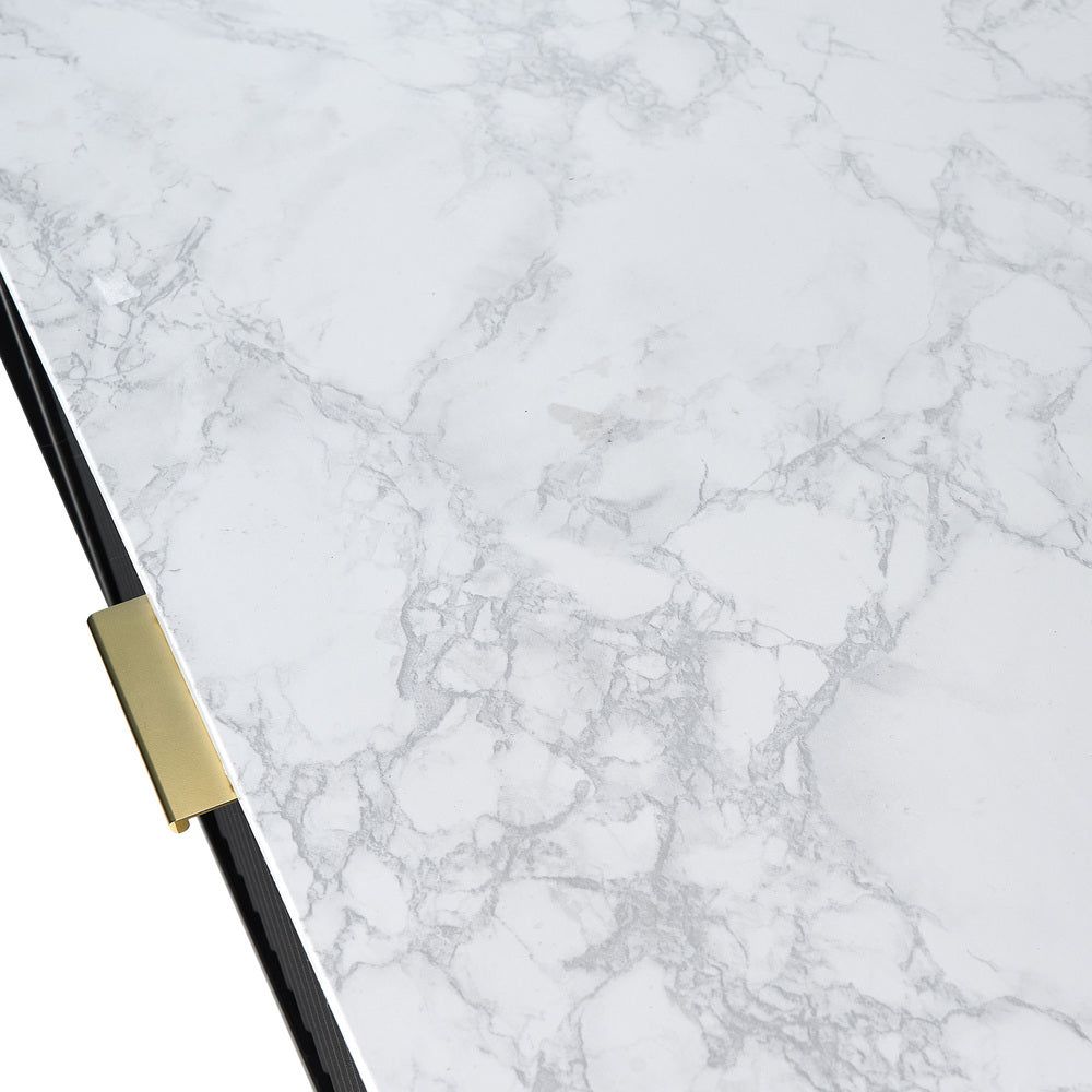 Oikiture Coffee Table 1 Drawer Sofa End Table Open Shelf Black & White