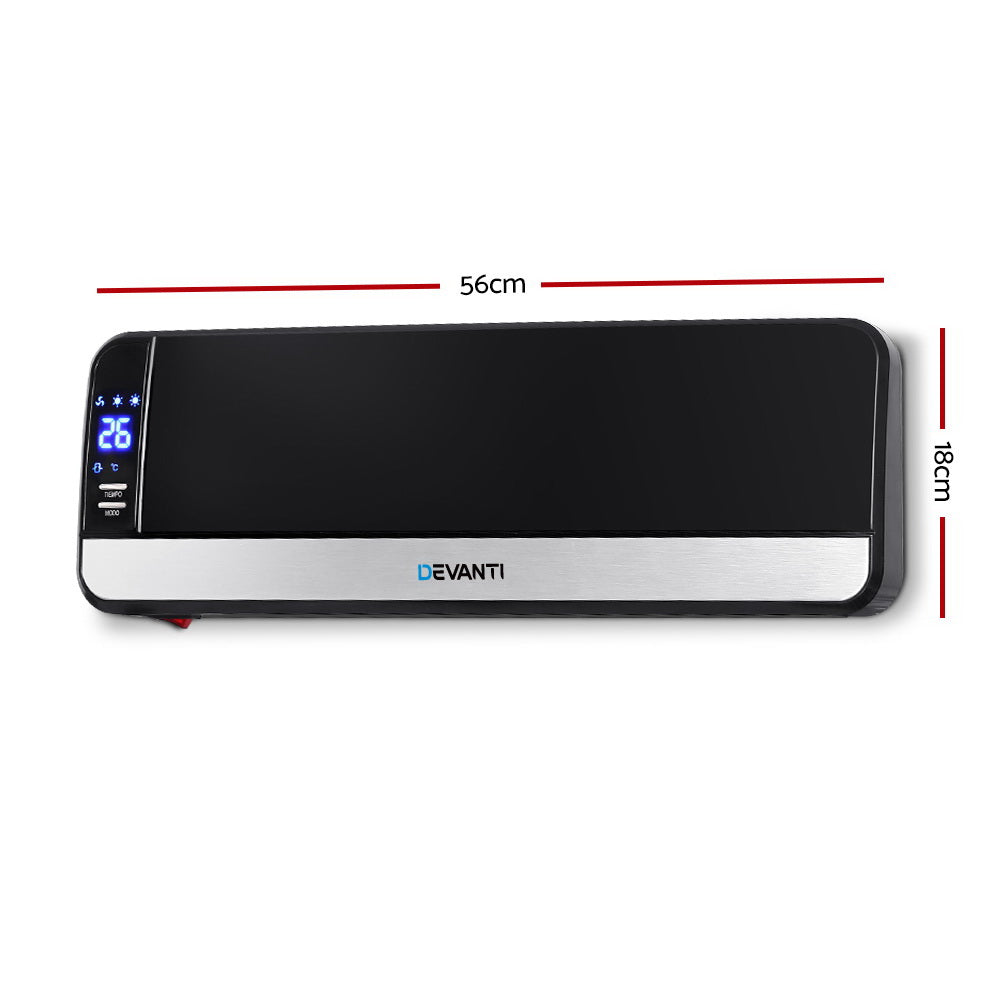 Devanti 2000W Black Wall-Mounted Ceramic Heater