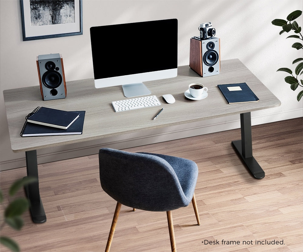Oikiture Standing Desk Top Adjustable Electric Grey-Oak