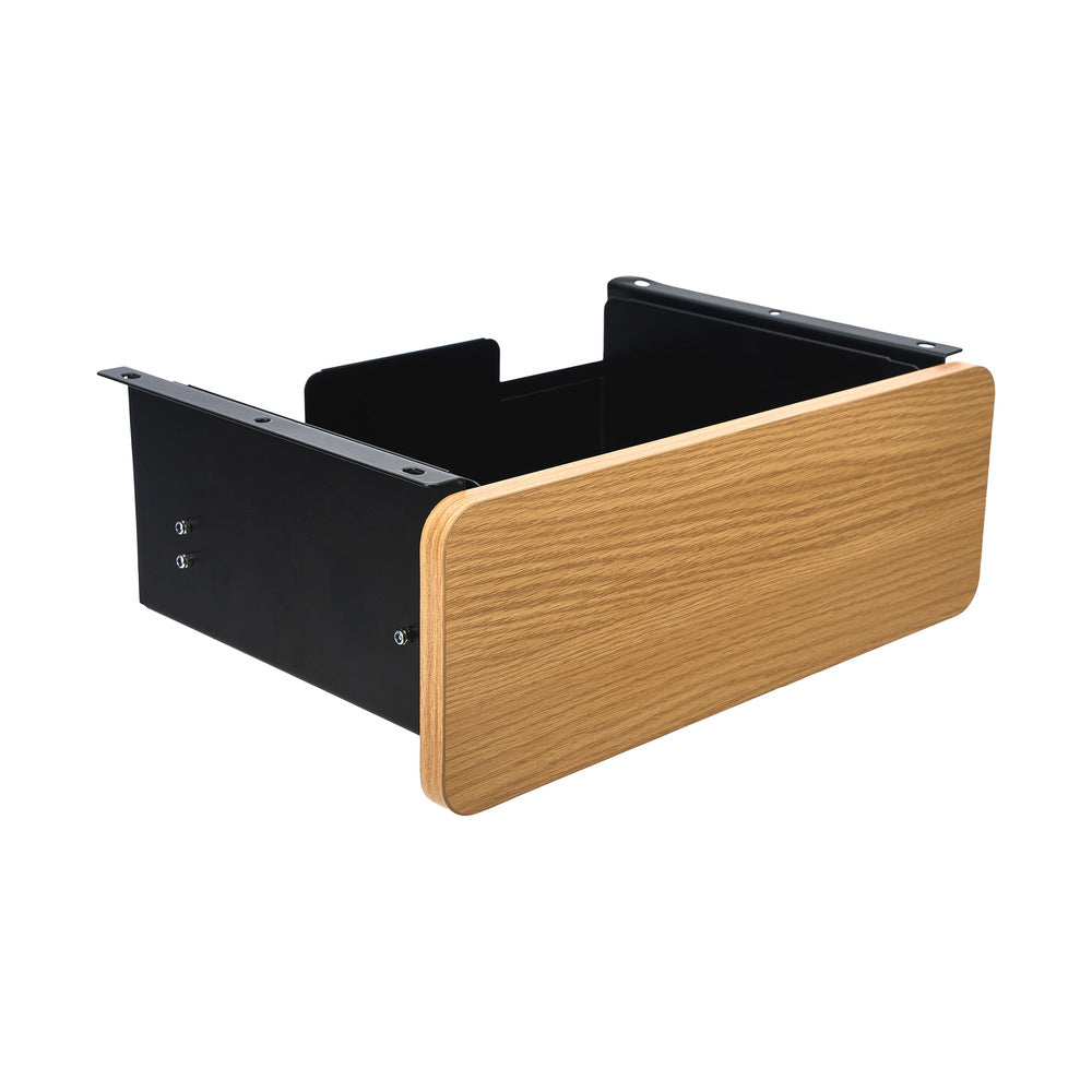 Oikiture Under Desk Drawer with 2 Drawers Dividers Natural and Black
