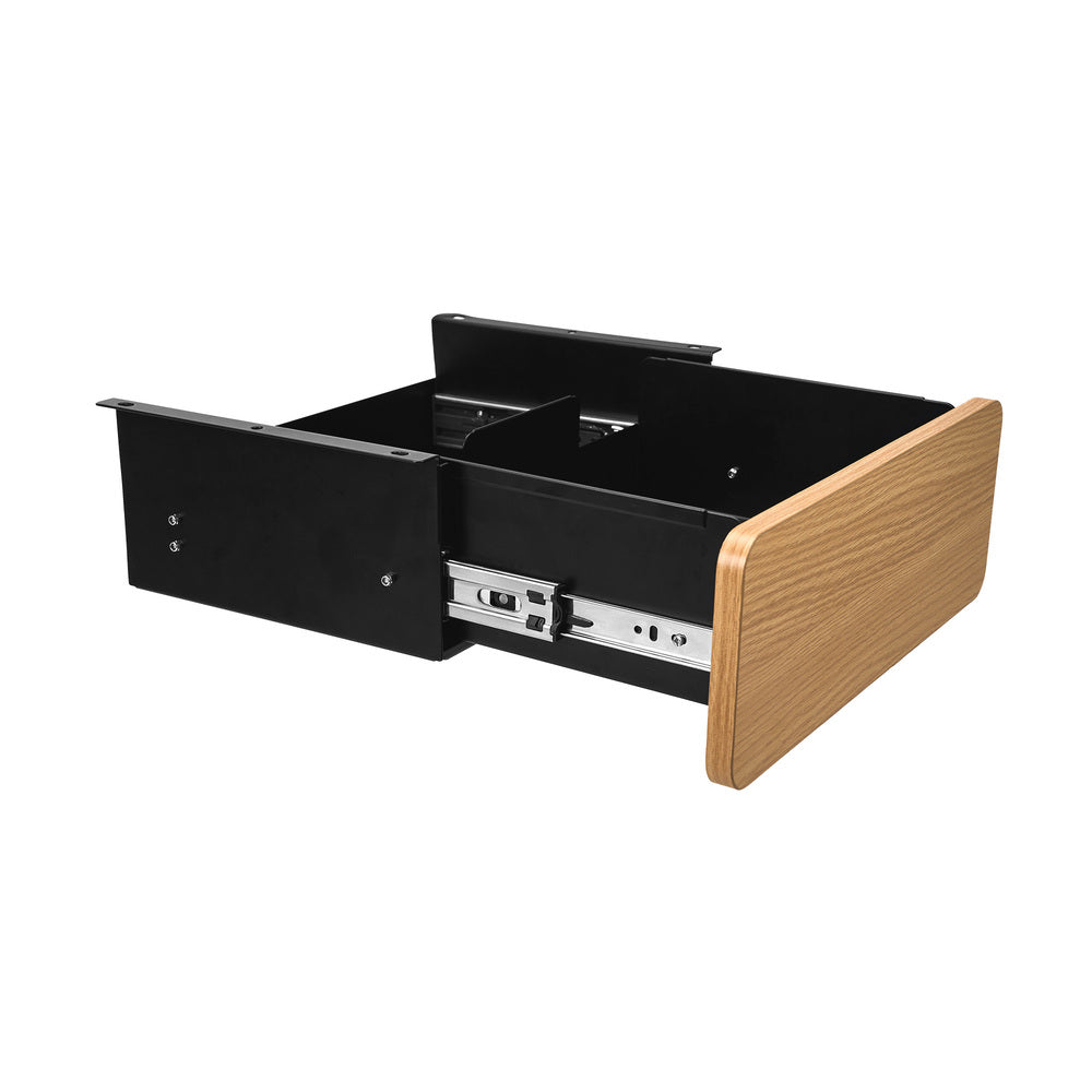 Oikiture Under Desk Drawer with 2 Drawers Dividers Natural and Black
