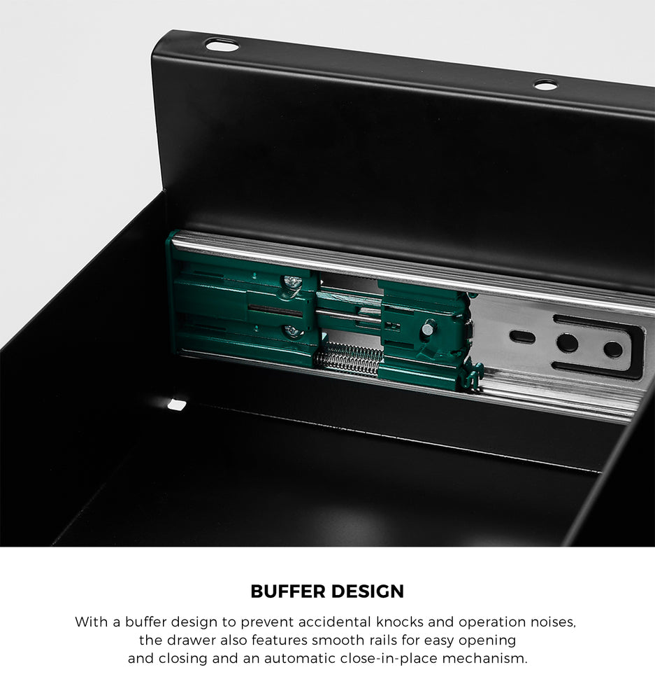 Oikiture Under Desk Drawer with 2 Drawers Dividers Natural and Black