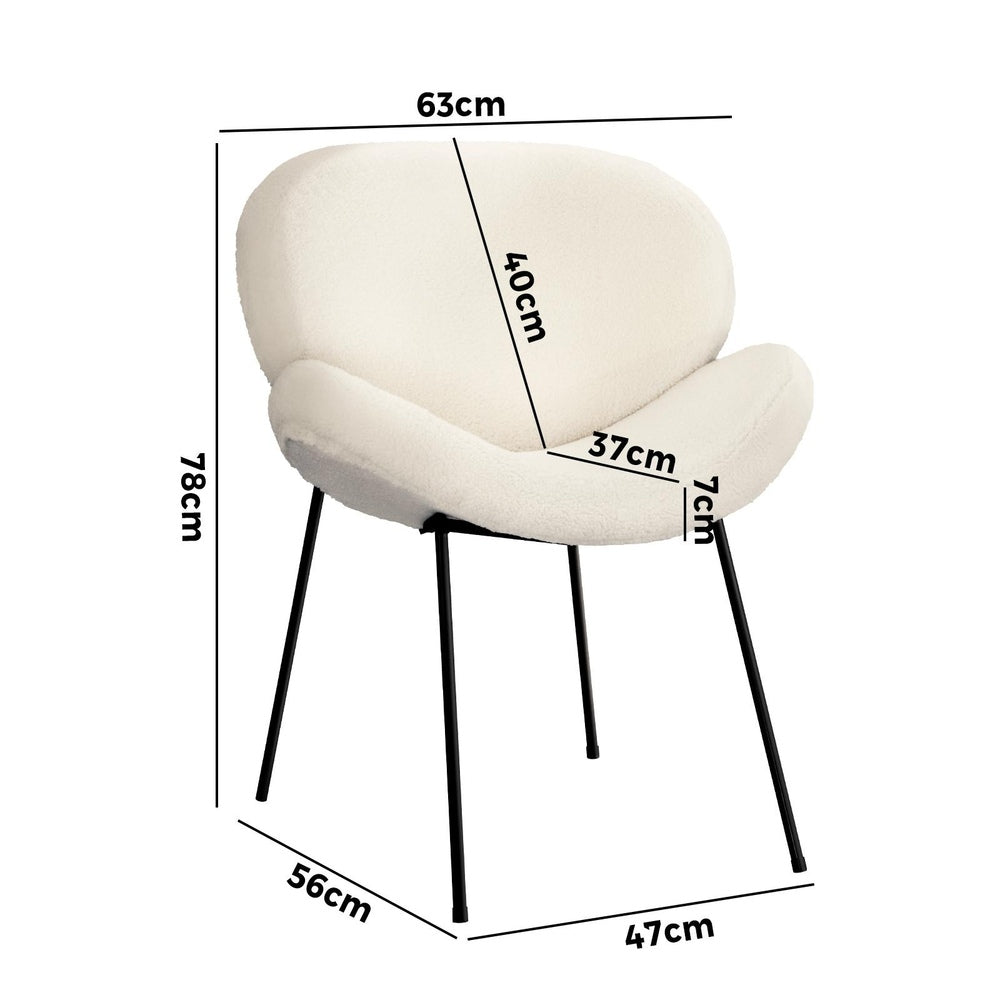 Oikiture Dining Chair Faux sherpa Cream