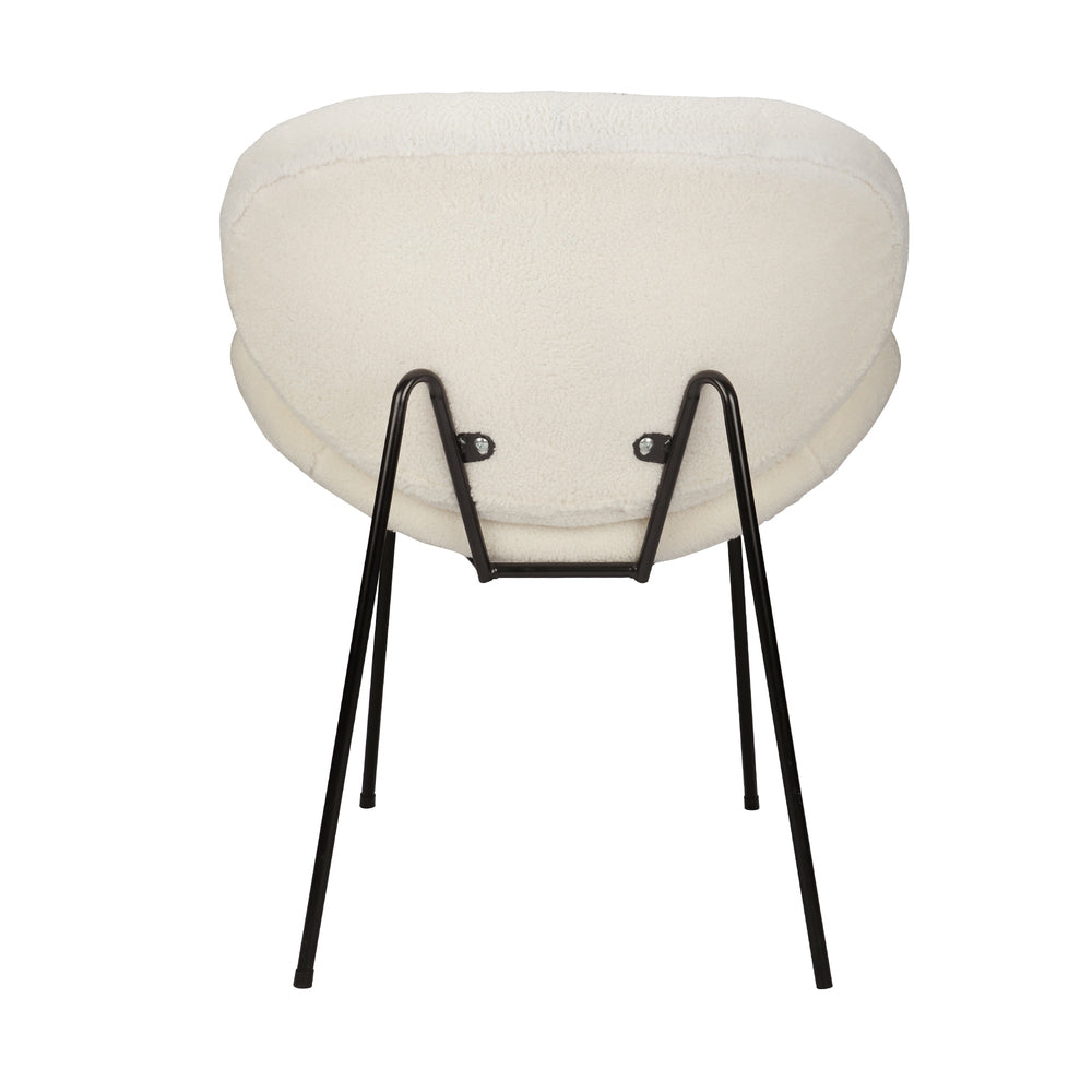 Oikiture Dining Chair Faux sherpa Cream