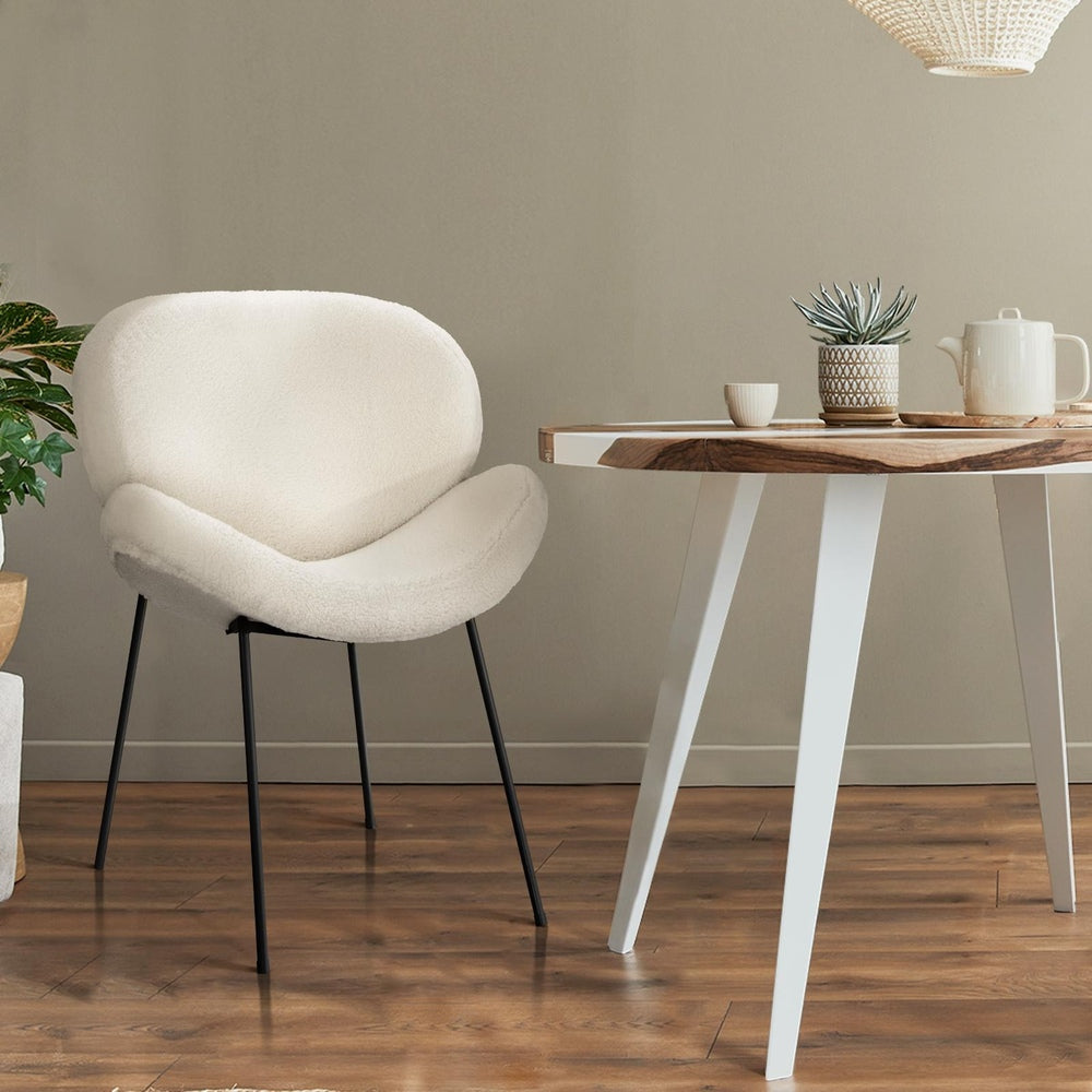 Oikiture 8PCS Dining Chair Tub Armchairs Sherpa White