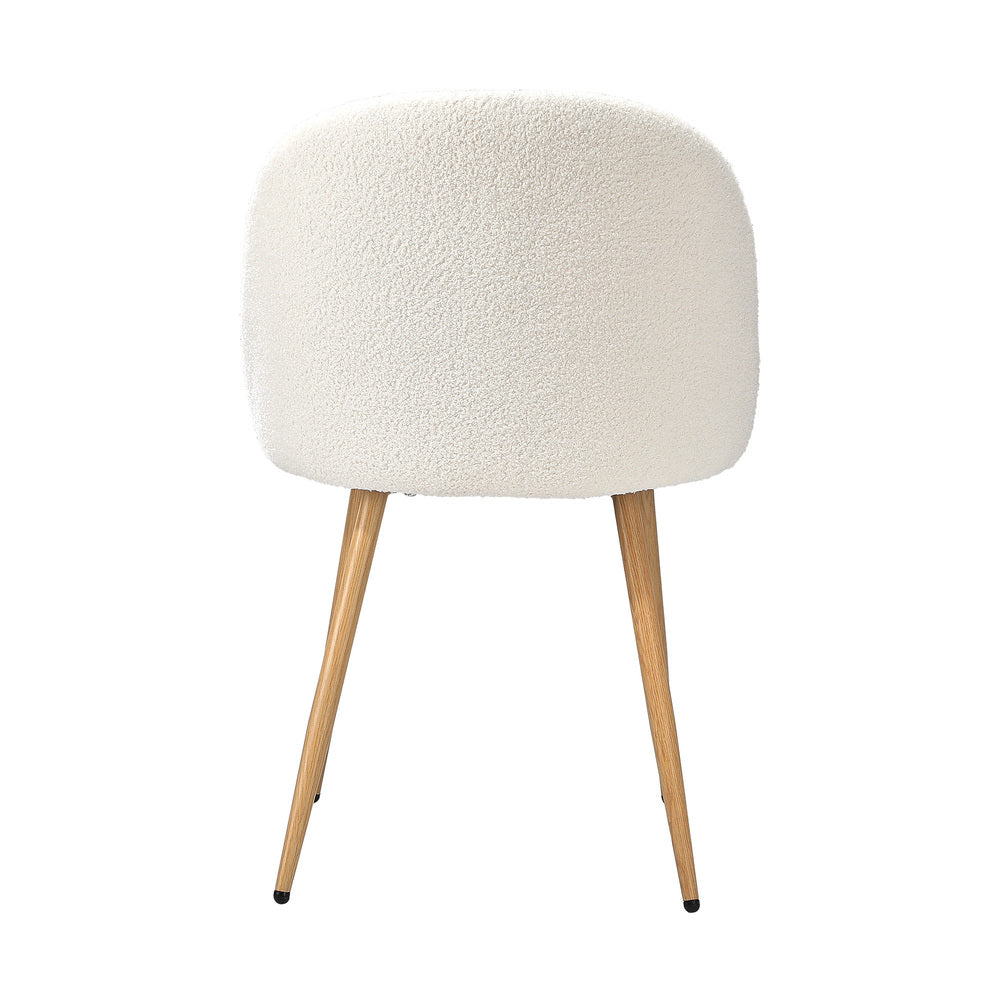 Oikiture 2x Dining Chairs Upholstered Sherpa Wooden White