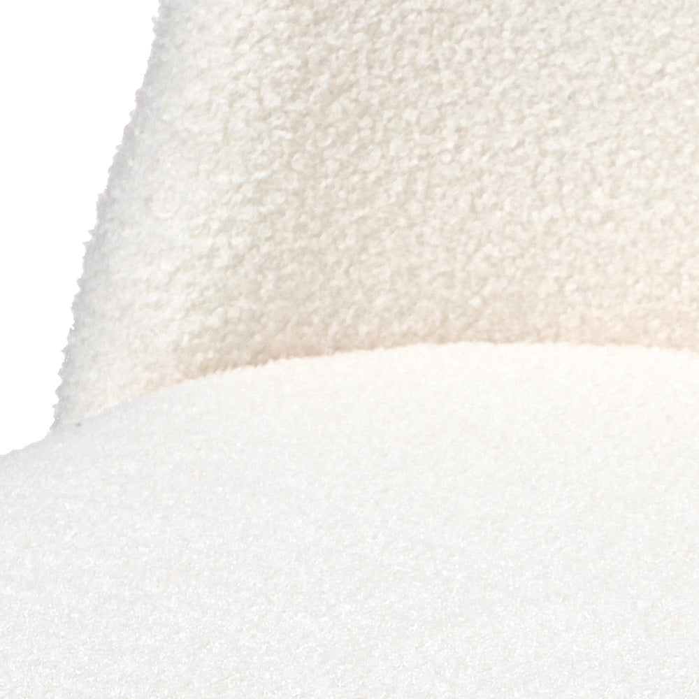 Oikiture 2x Dining Chairs Upholstered Sherpa Wooden White