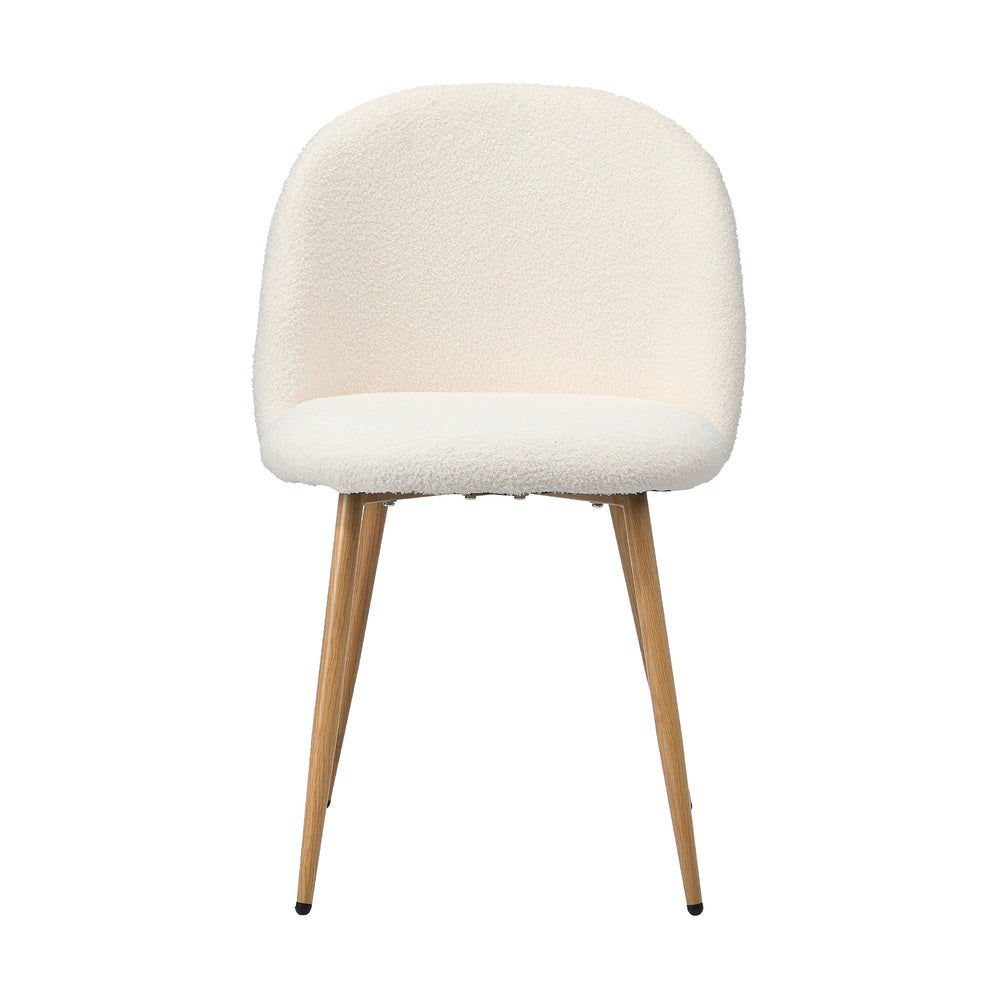 Oikiture 4x Dining Chairs Upholstered Sherpa Wooden White