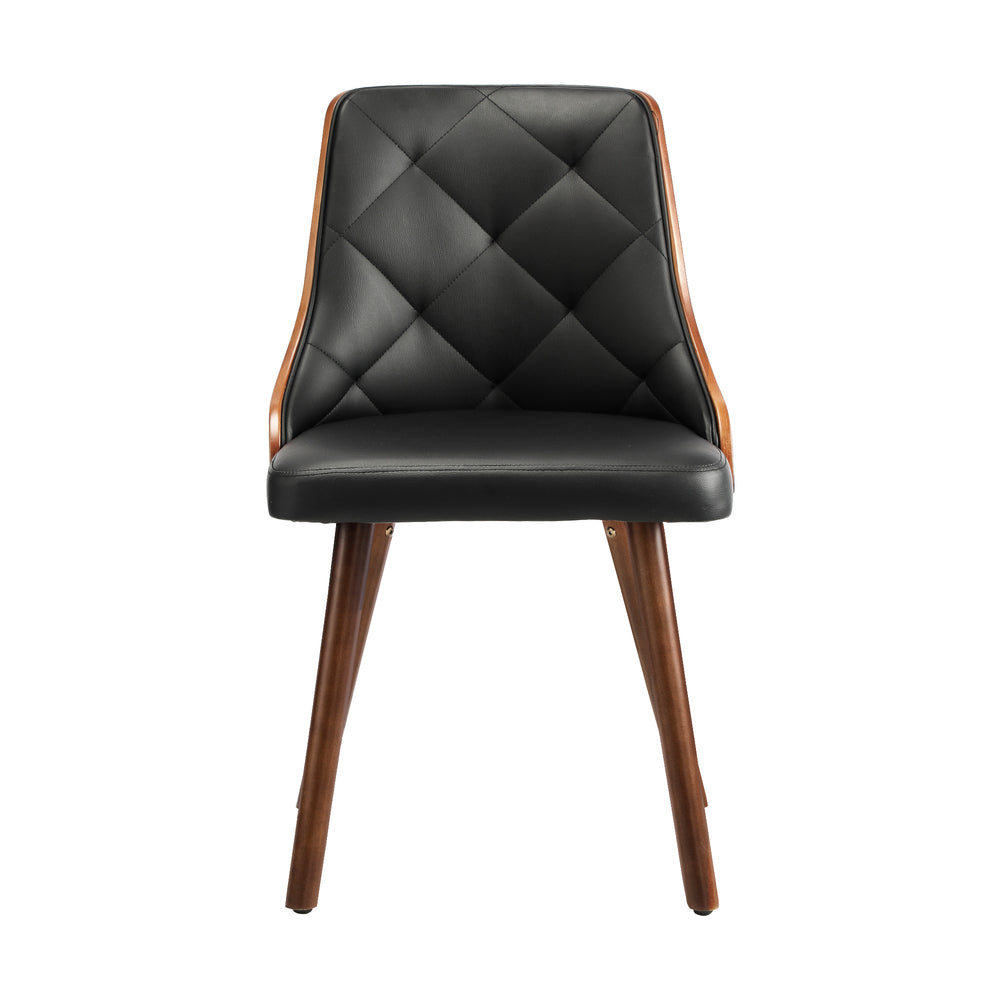 Oikiture 8x Wooden Dining Chairs Faux Leather Padded Black