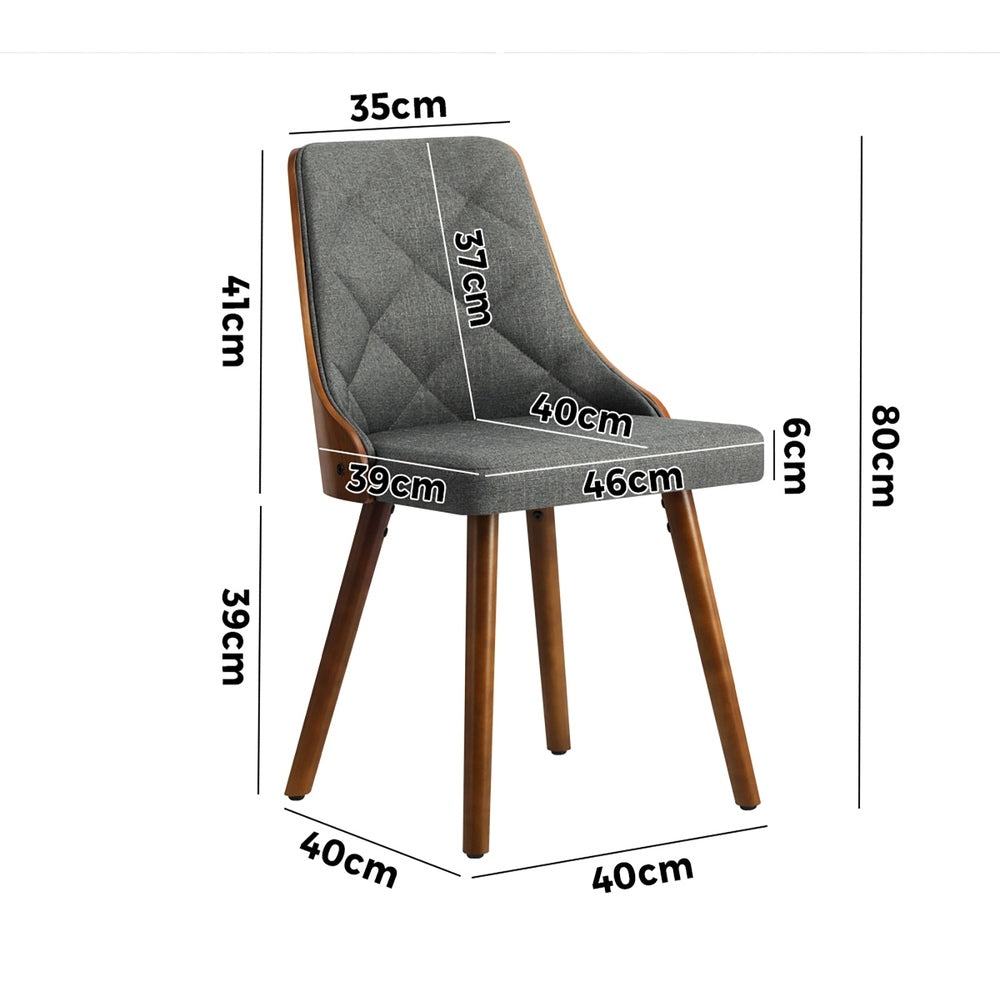 Oikiture Wooden Dining Chairs Faux Linen fabric Padded Seatx6