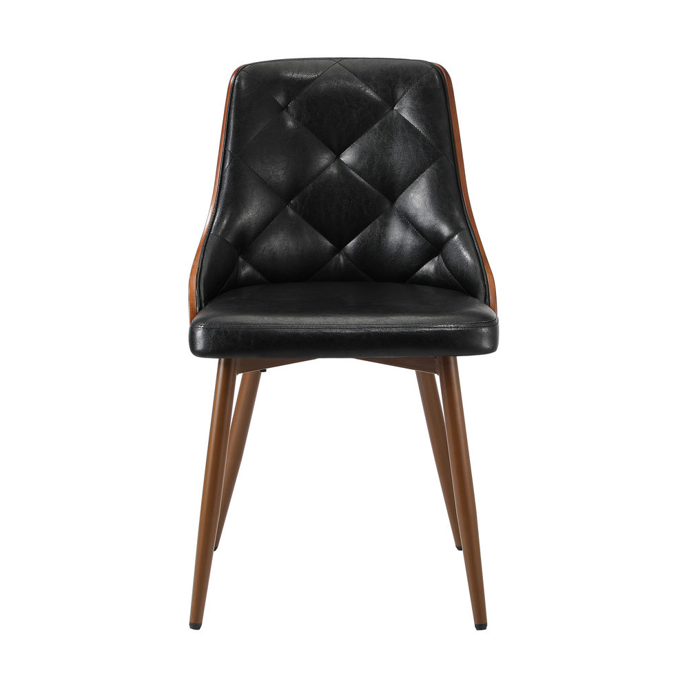 Oikiture Dining Chairs Retro PU Leather x2 Black