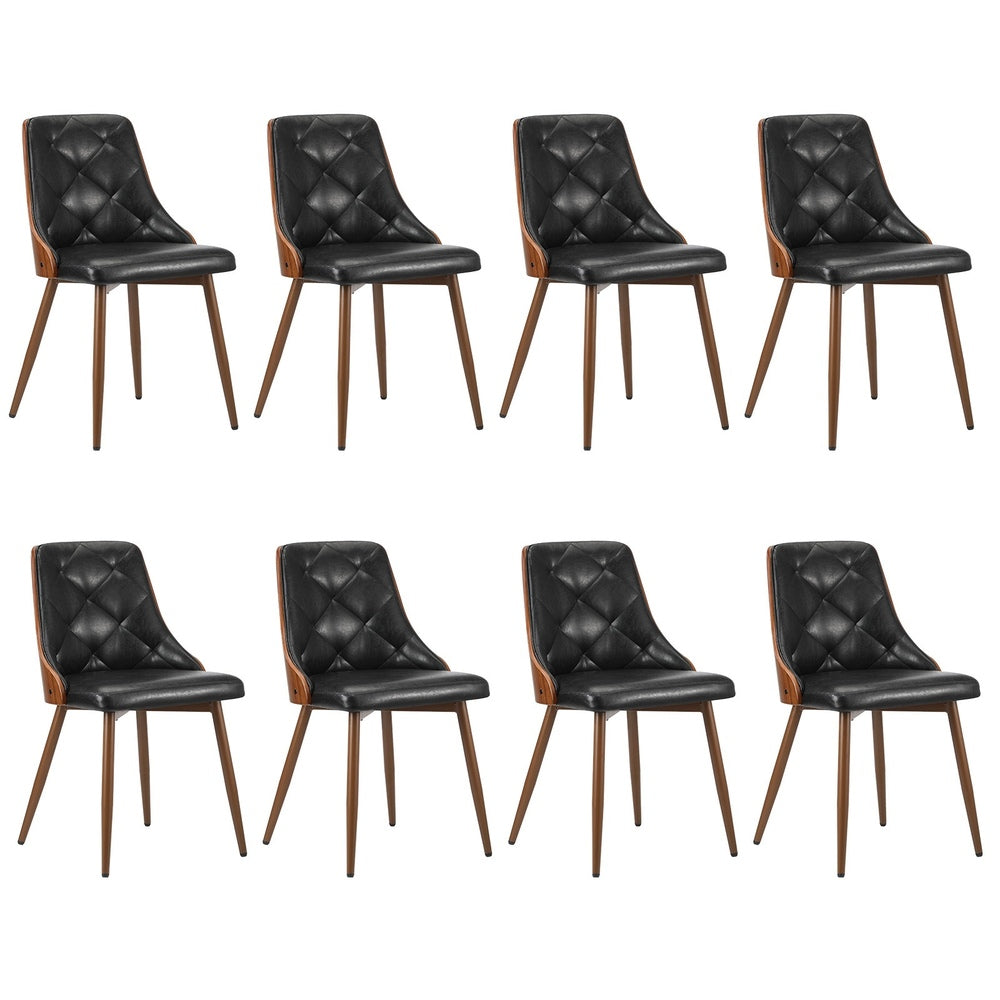 Oikiture Dining Chairs Cafe Seat Retro PU Leather x8 Black