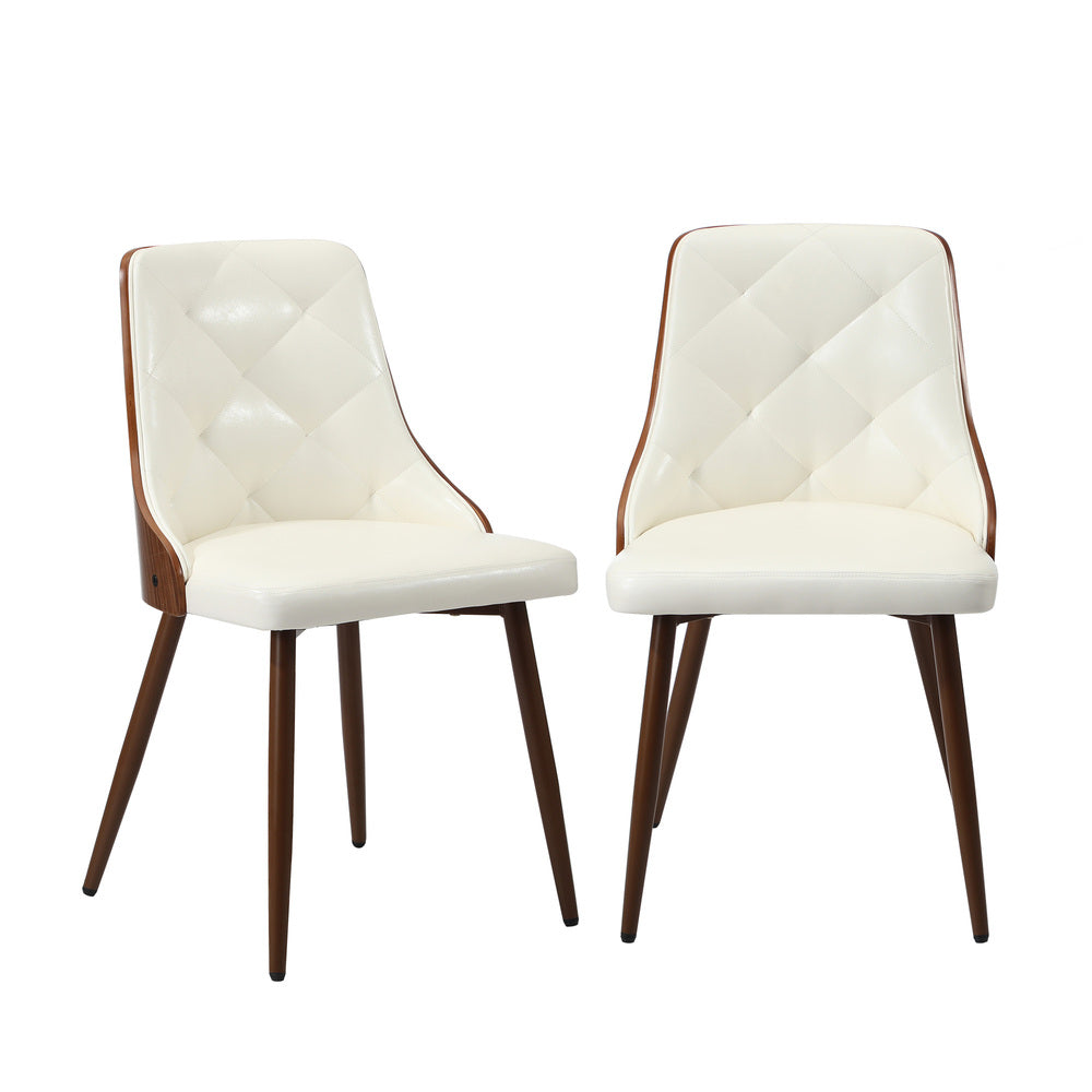 Oikiture Dining Chairs PU Leather x2 White