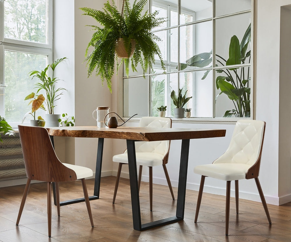 Oikiture Dining Chairs PU Leather x2 White