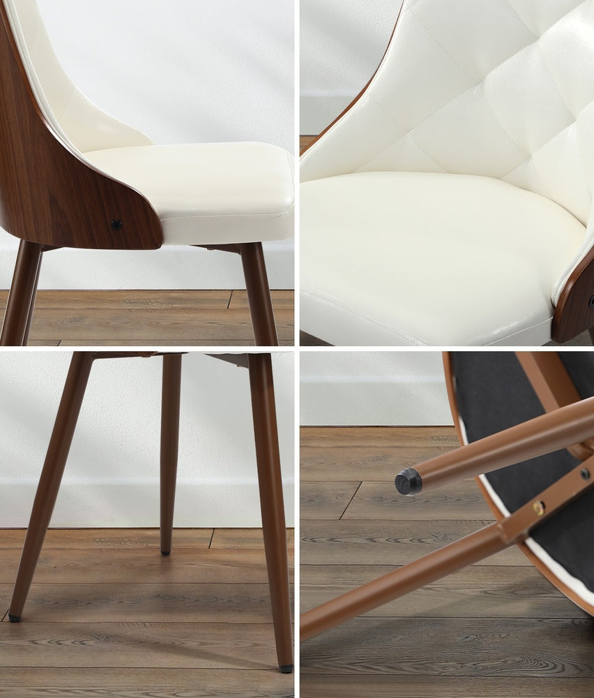 Oikiture Dining Chairs PU Leather x2 White