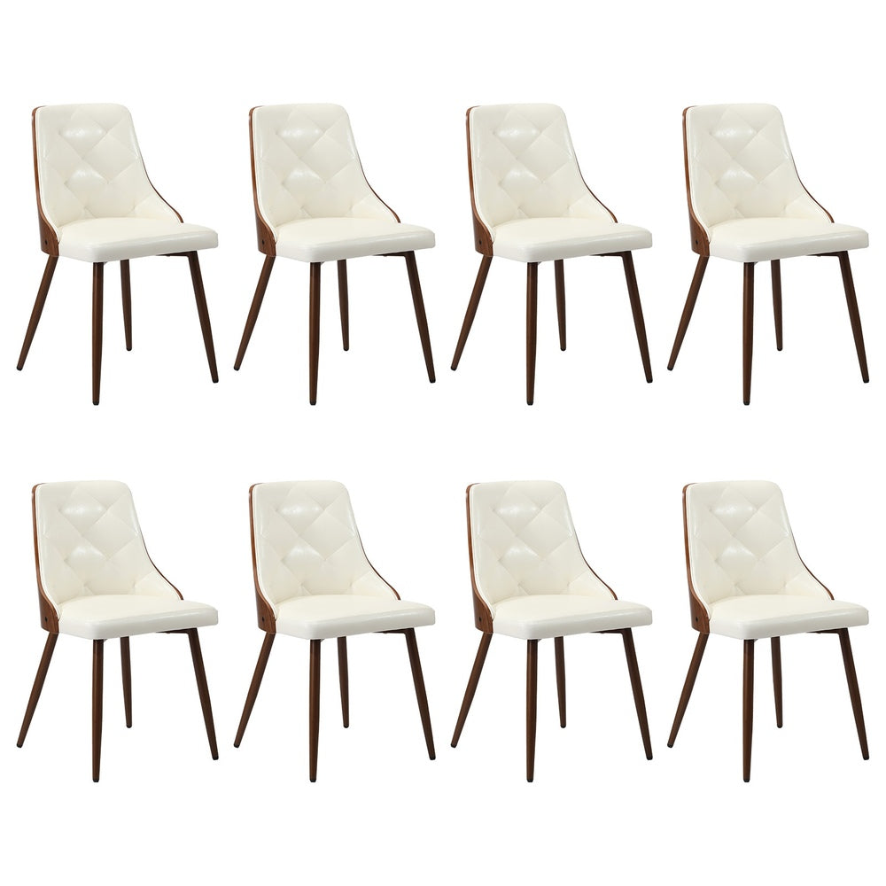 Oikiture Dining Chairs Kitchen Lounge PU Leather x8 White
