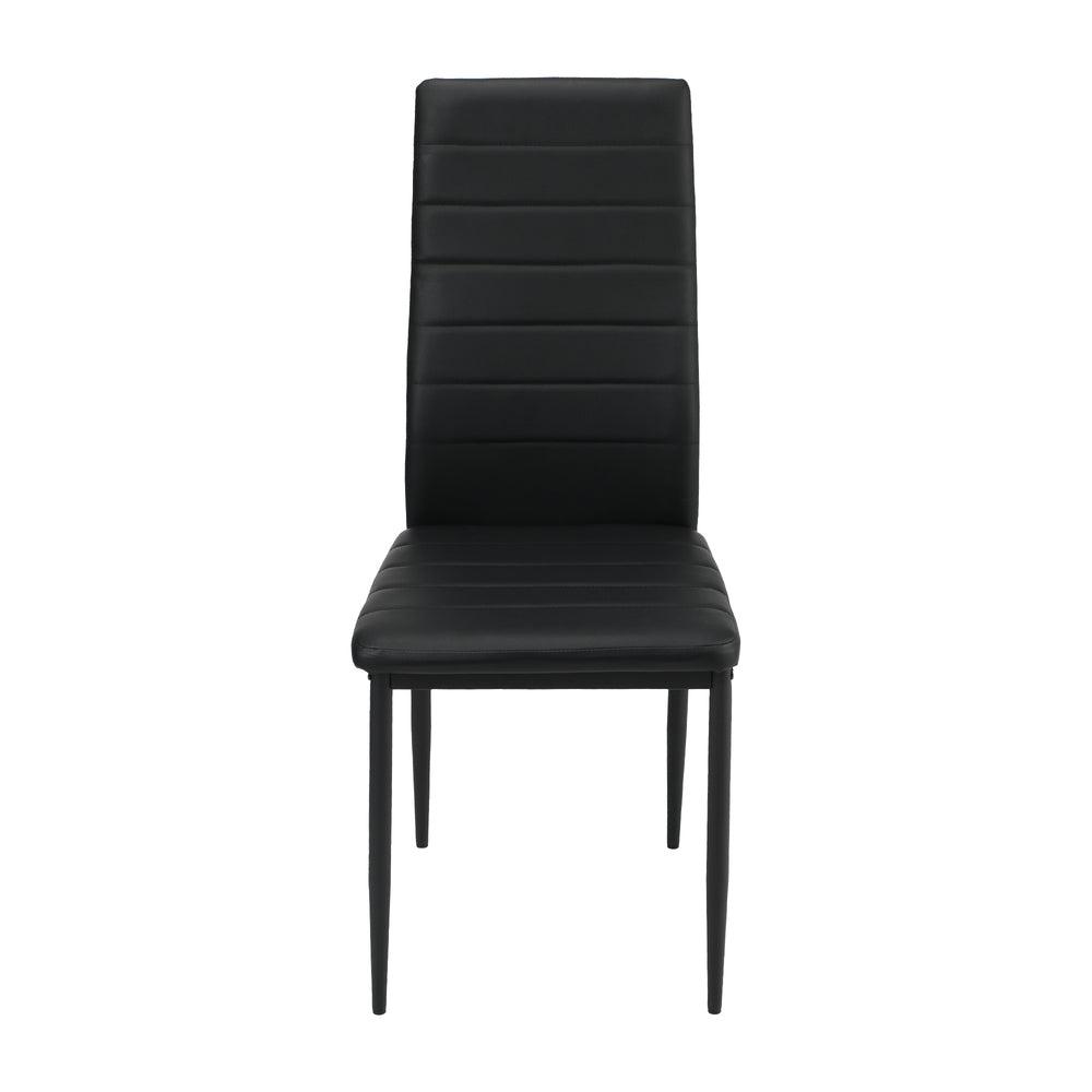 Oikiture 4PCS Dining Chairs High-Back Faux Leather Black