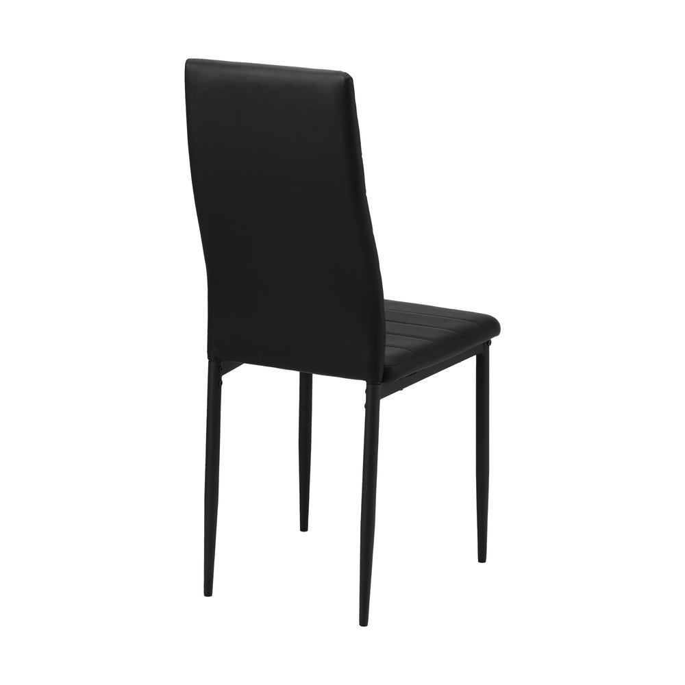 Oikiture 4PCS Dining Chairs High-Back Faux Leather Black