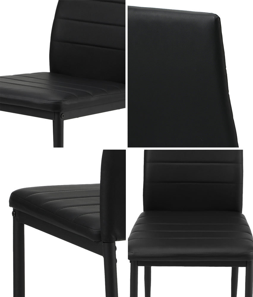 Oikiture 4PCS Dining Chairs High-Back Faux Leather Black