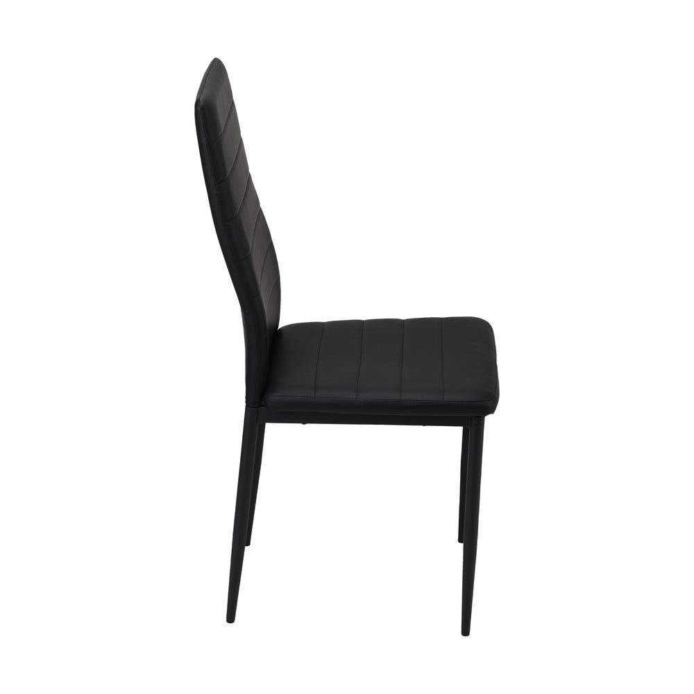 Oikiture 6PCS Dining Chairs High-Back Faux Leather Black