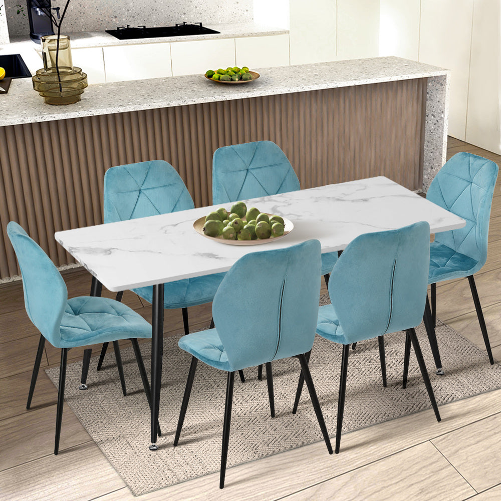 Oikiture Dining Chairs Set of 2 Velvet Blue