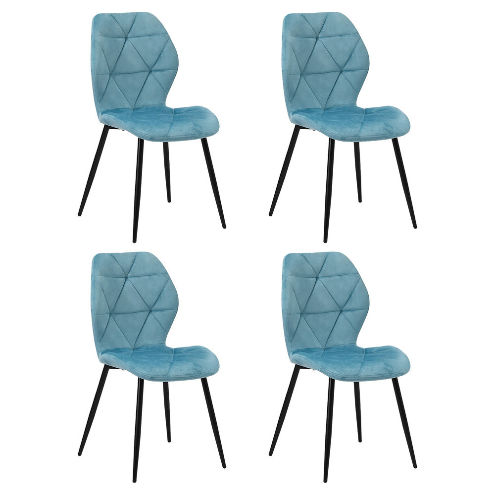 Oikiture Dining Chairs Set of 4 Velvet Blue