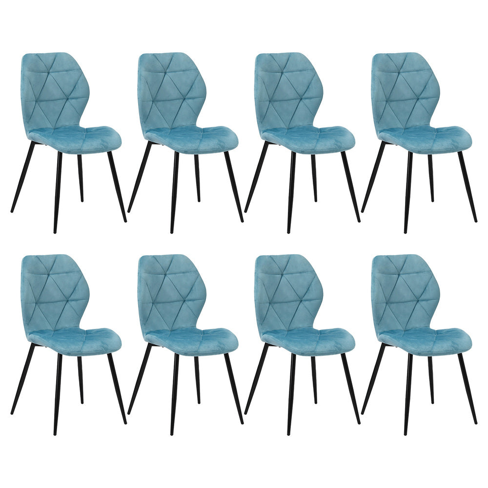 Oikiture Dining Chairs Set of 8 Velvet Blue