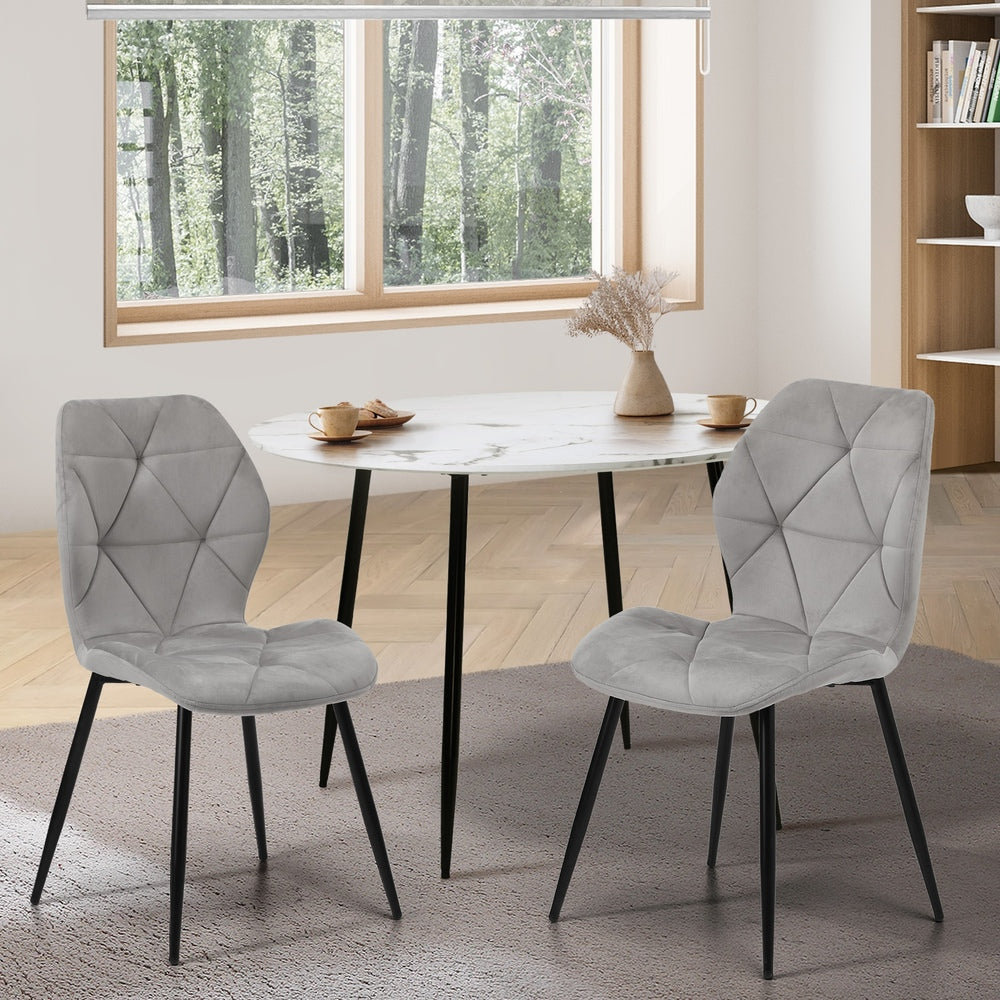 Oikiture Dining Chairs Set of 2 Velvet Grey